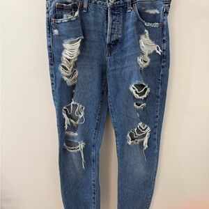 Abercrombie Ames Low Rise Slim Boyfriend Distressed Jeans 28 Long